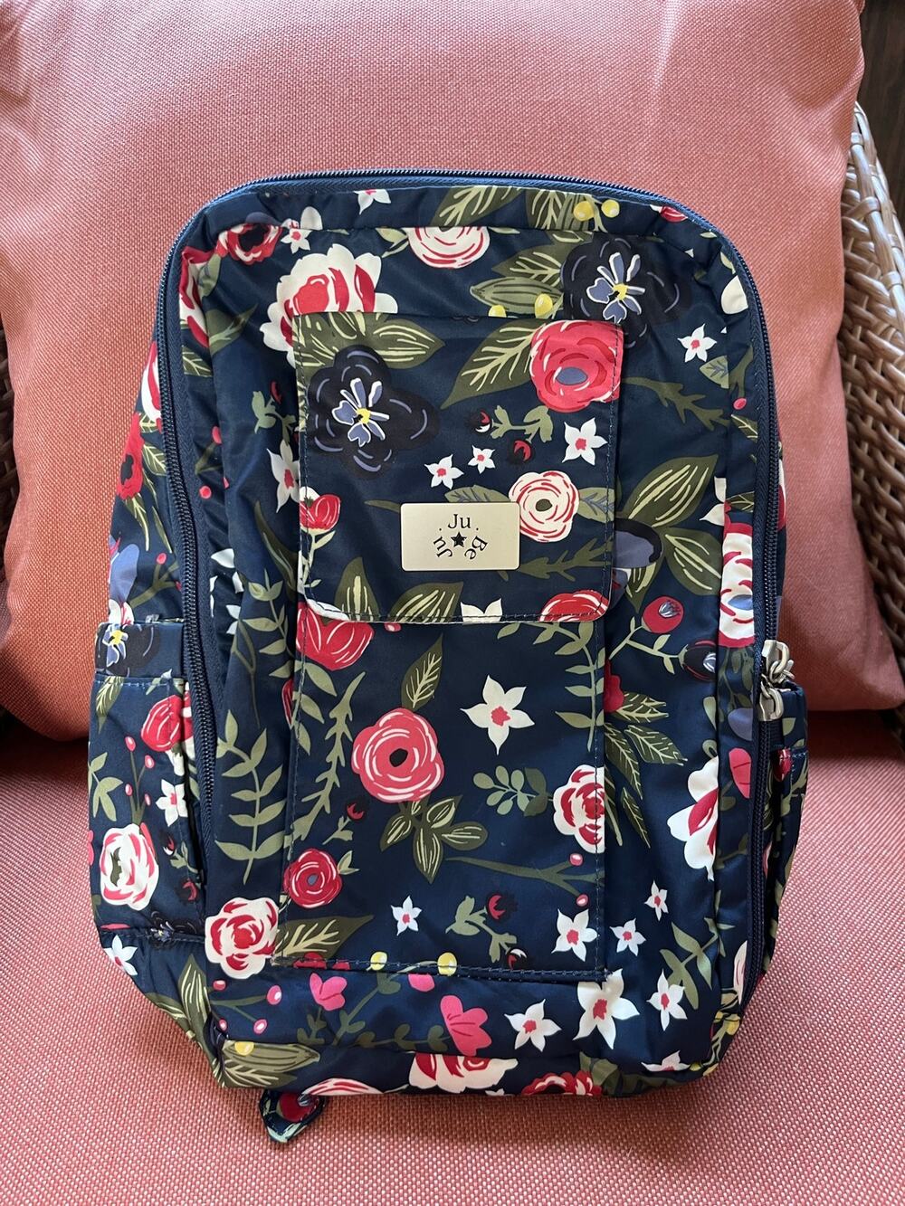 Ju-Ju-Be Navy Floral Mini Backpack Diaper Bag 13.5in